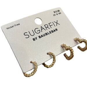 Sugarfix by Baublebar Gold Hoop Earrings Small Dainty NWT